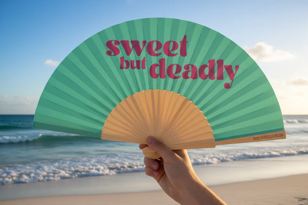 Sweet But Deadly Slogan 23cm Fan