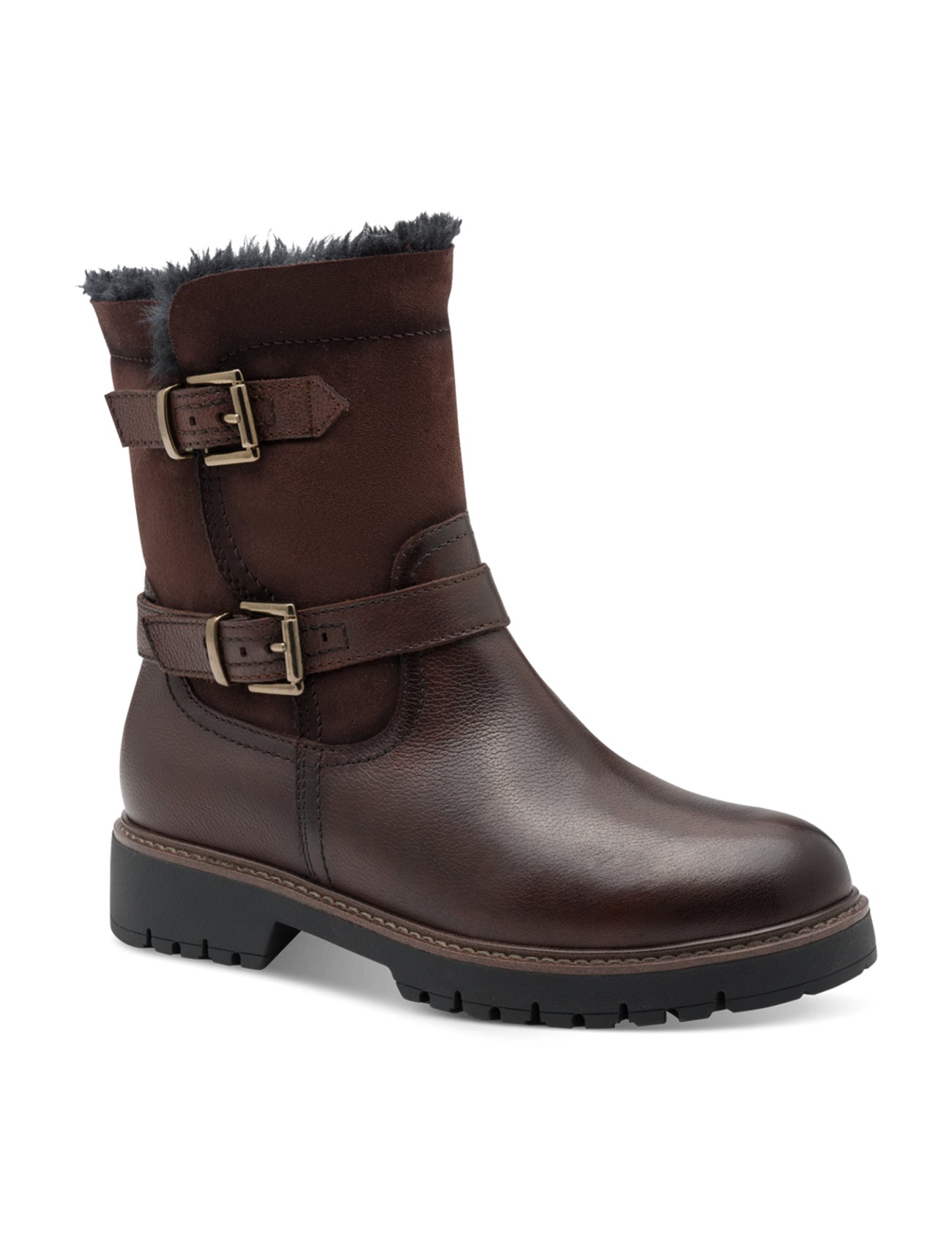 Tamaris | Fur Lined Biker Boot | 26820 | Mocca (Brown)