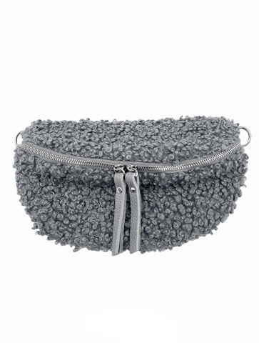 Teddy Crossbody Bag With Leather Strap | Grey