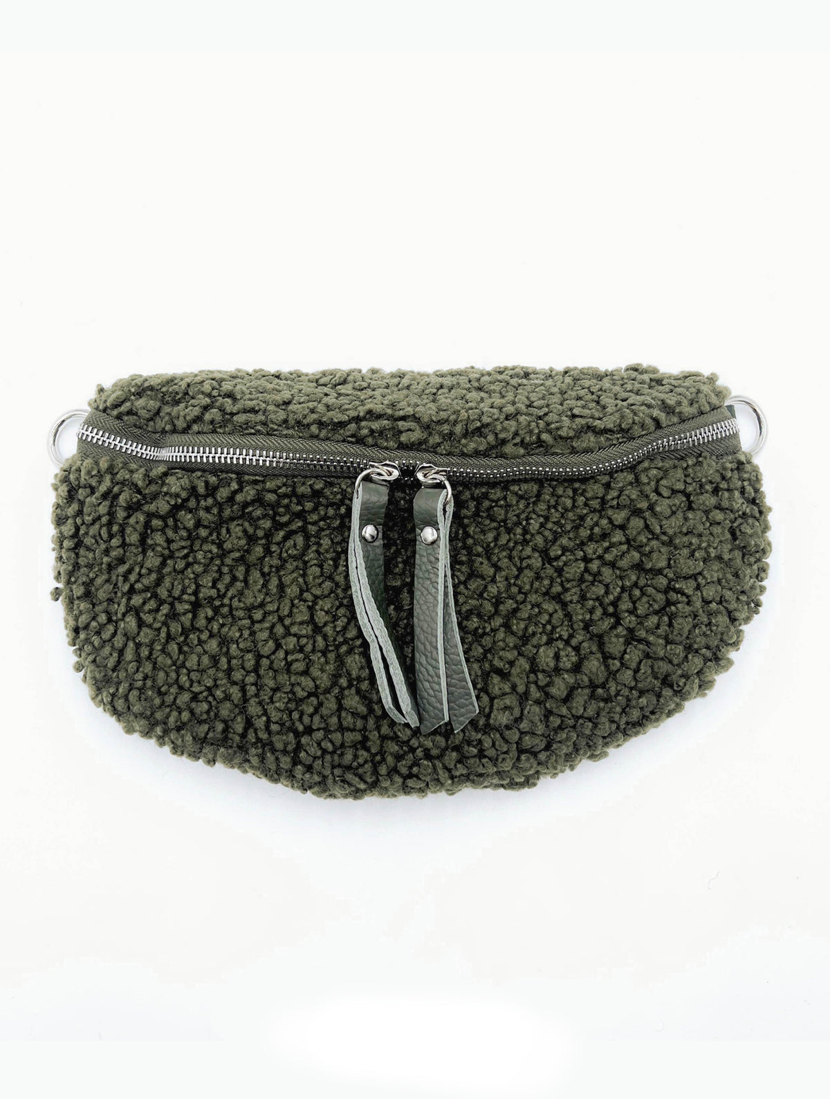 Teddy Crossbody Bag With Leather Strap | Olive Green