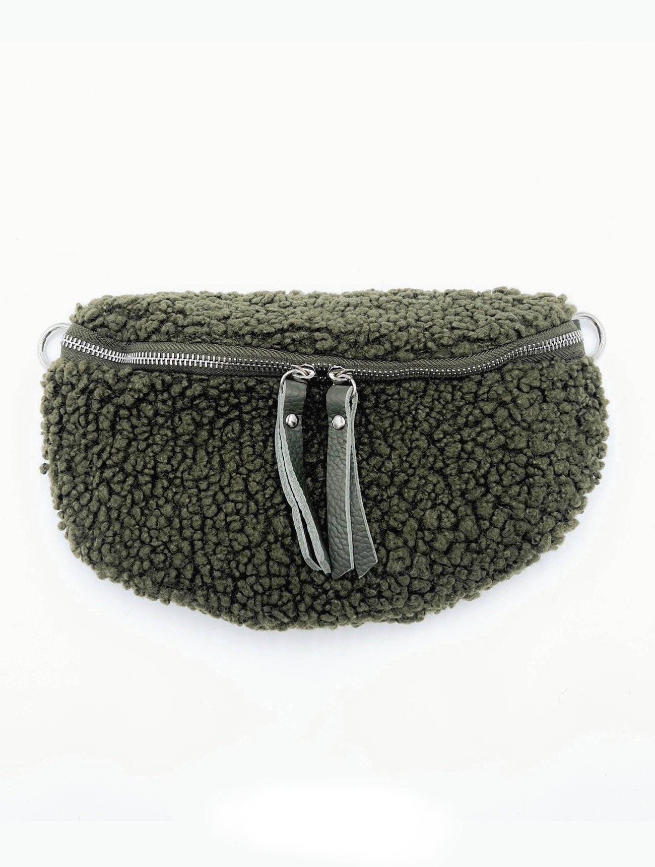 Teddy Crossbody Bag With Leather Strap | Olive Green