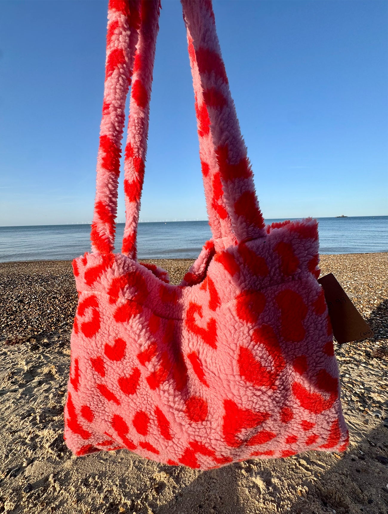 Large Leopard Teddy Tote Bag | Bright Orange/Lilac