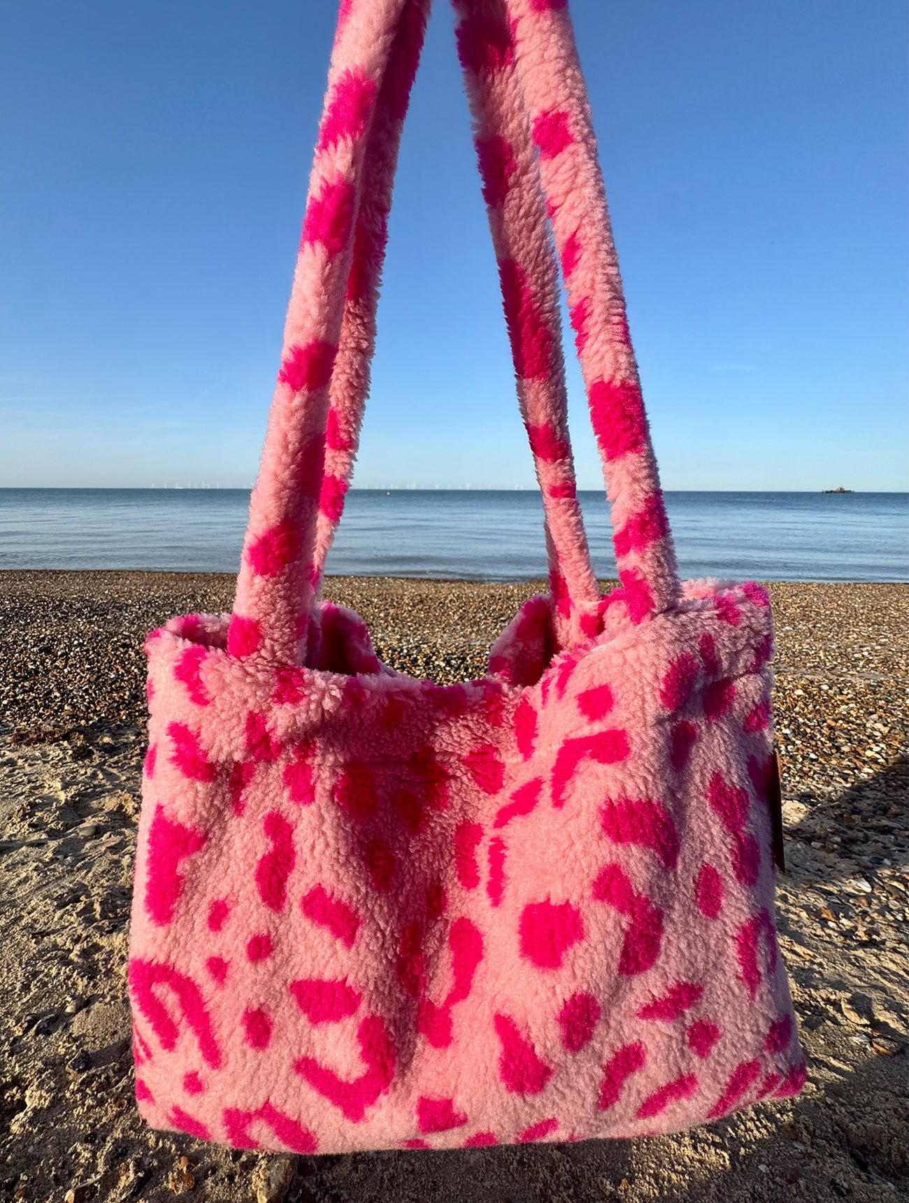 Large Leopard Teddy Tote Bag | Pink Multi