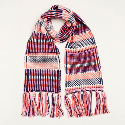 Textured Stripe Knitted Scarf