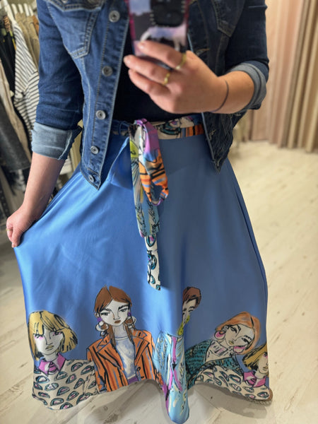 Roxy 80s Art Print Circle Skirt | Light Blue