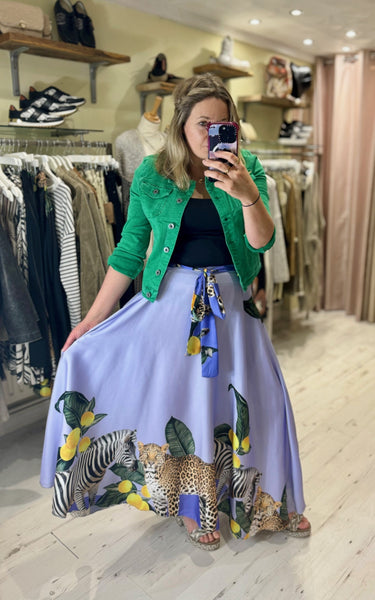 Savannah Animal Print Circle Skirt | Lilac