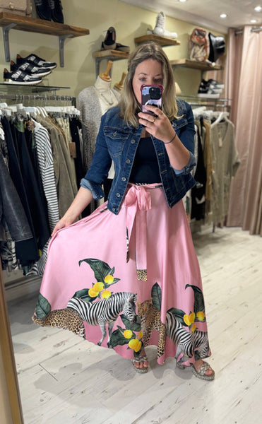 Savannah Animal Print Circle Skirt | Light Pink