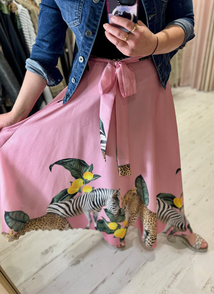 Savannah Animal Print Circle Skirt | Light Pink