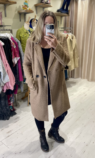 Lightweight Boucle Coat | Camel