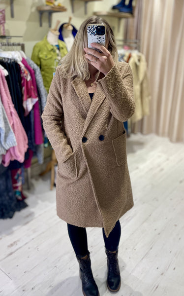 Lightweight Boucle Coat | Camel