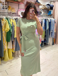 Jersey Stretch Tie Detail Midi Dress | Mint