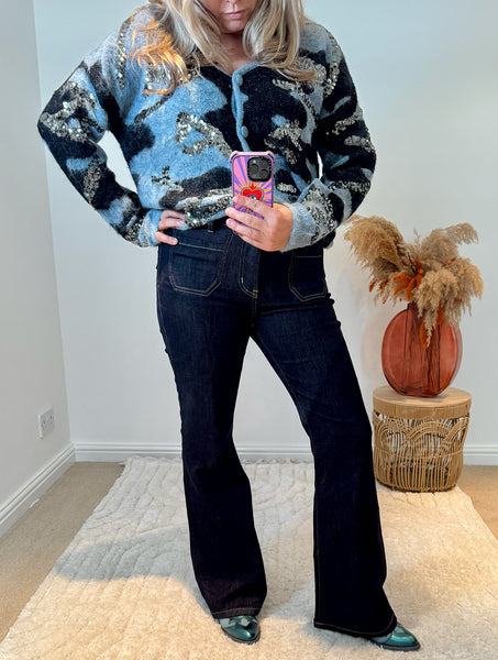 Toxik3 Olian Bootcut Retro Jeans | Raw Blue