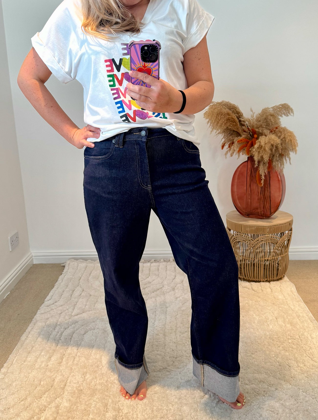 Toxik3 Vintage Turn Up Straight Leg Jeans | Raw Denim