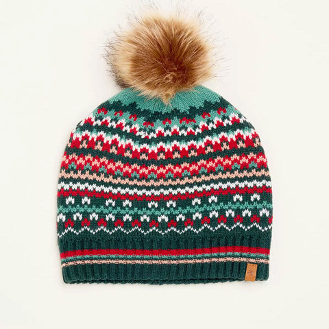 Fair Isle Knitted Hat | Green Multi
