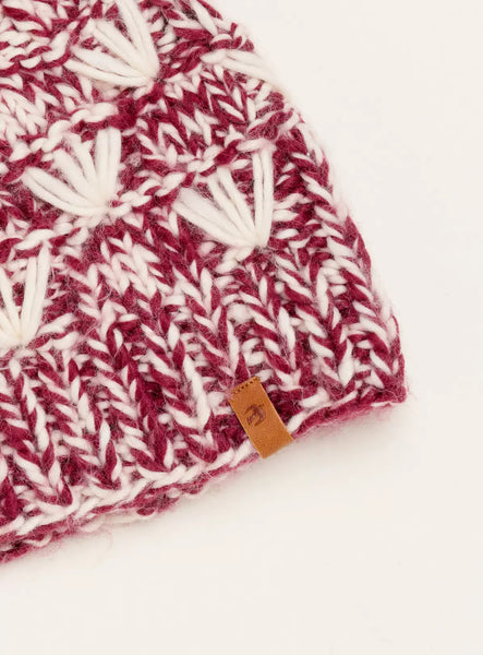 Fan Knitted Hat | Burgundy Multi