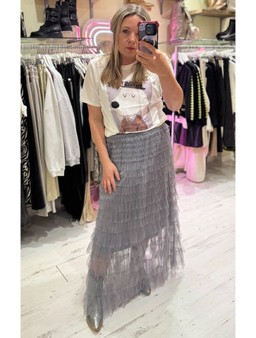 Marina Layered Tulle Skirt | Slate Grey