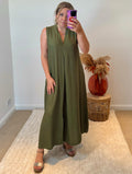 Marie Relaxed Fit Tunic Maxi Dress | Khaki