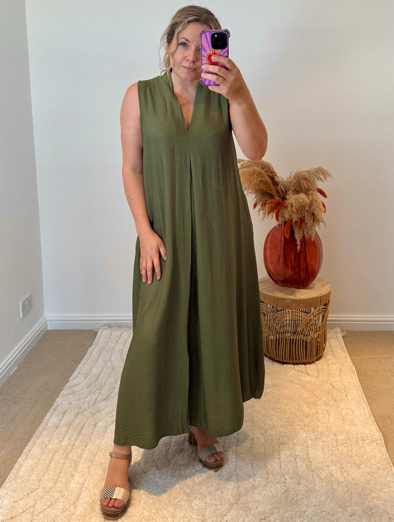 Marie Relaxed Fit Tunic Maxi Dress | Khaki