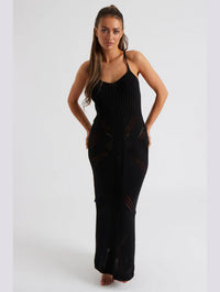 Pointelle Knit Midaxi Dress | Black