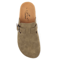 Veluna | Slip On Mule | Olive Green