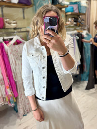 Denim Fitted Stretch Jacket | White