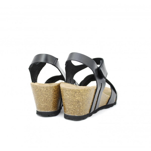 Cadiz-140 Leather Wedge Sandal | Black