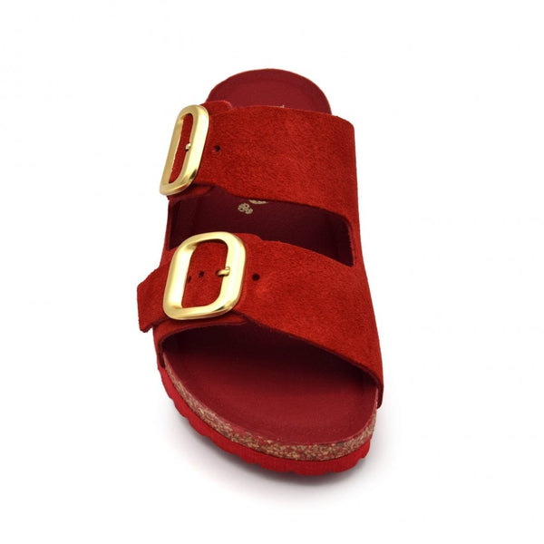 Yokono | ONLY-700 | Suede 2-Buckle Strap Sandal | Red