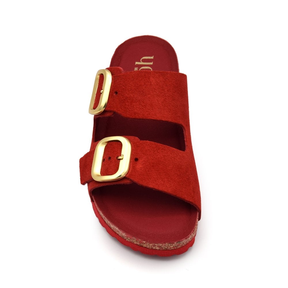 Yokono | ONLY-700 | Suede 2-Buckle Strap Sandal | Red