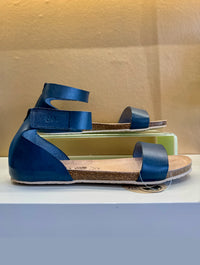 Yokono | Genova-400 | Flat Sandal with Ankle Strap | Navy