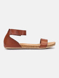 Yokono | Genova-400 | Flat Sandal with Ankle Strap | Tan