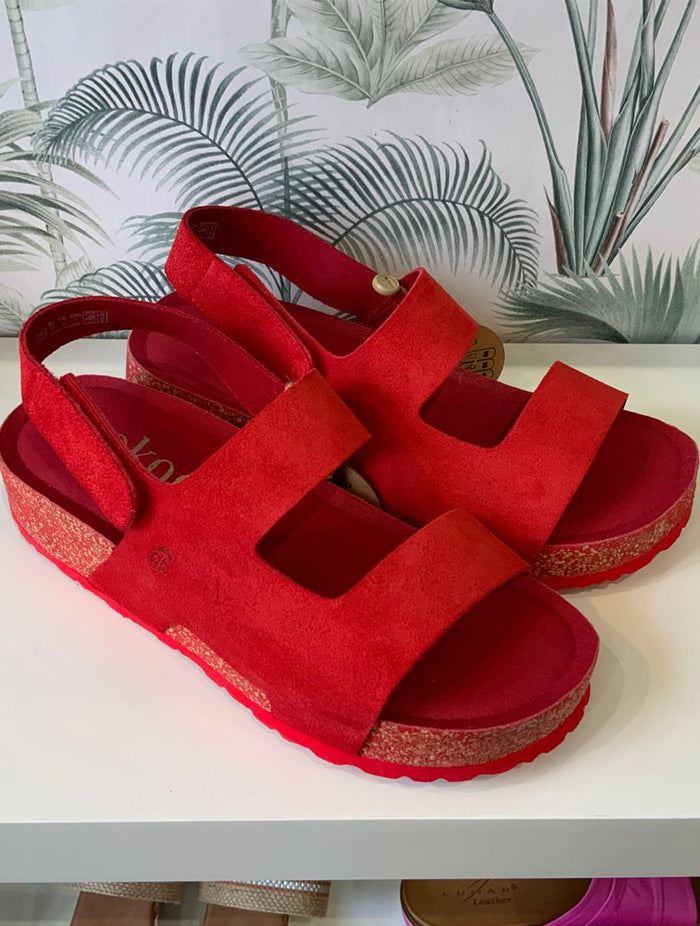 Yokono | LANKA-261 | Suede Platform Sling Back Sandal | Red