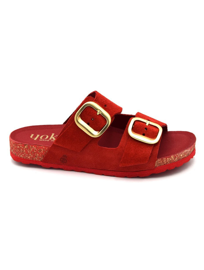 Yokono | ONLY-700 | Suede 2-Buckle Strap Sandal | Red
