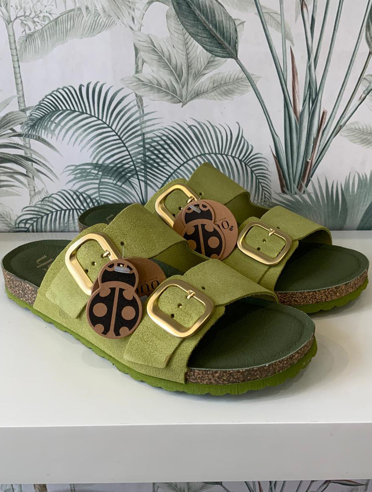Yokono | ONLY-700 | Suede 2-Buckle Strap Sandal | Pistachio