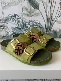 Yokono | ONLY-700 | Suede 2-Buckle Strap Sandal | Pistachio