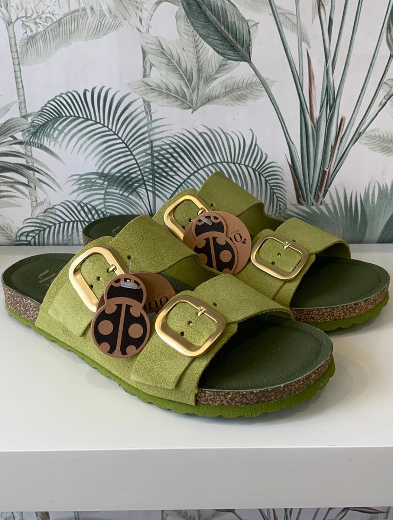 Yokono | ONLY-700 | Suede 2-Buckle Strap Sandal | Pistachio