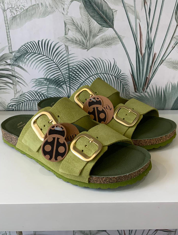 Yokono | ONLY-700 | Suede 2-Buckle Strap Sandal | Pistachio
