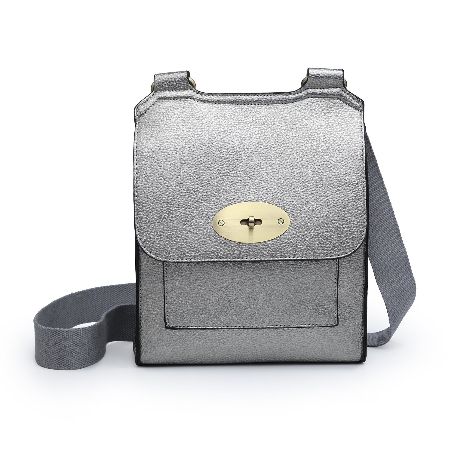 Medium Cross Body Satchel Bag | Metallic Grey