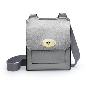 Medium Cross Body Satchel Bag | Metallic Grey