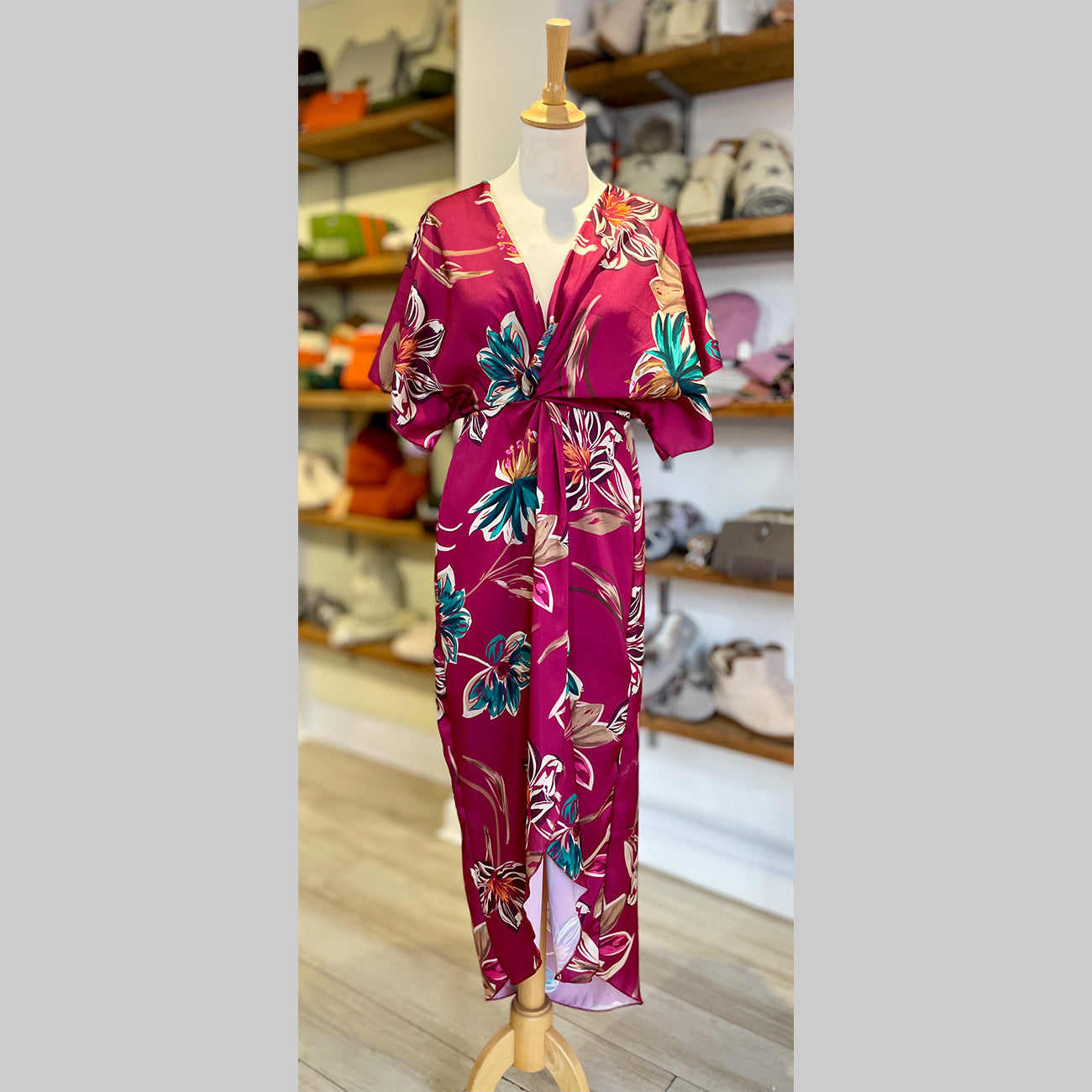 Floral Drape Front Midi Dress | Mulberry