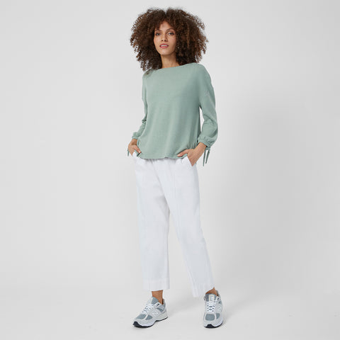 Soft Feel Jersey Long-Sleeved Round Neck Top | J6TAD | Seafoam