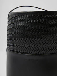 Woven Leather Bucket Bag | Black