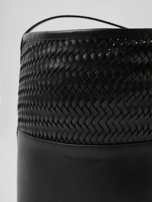 Woven Leather Bucket Bag | Black