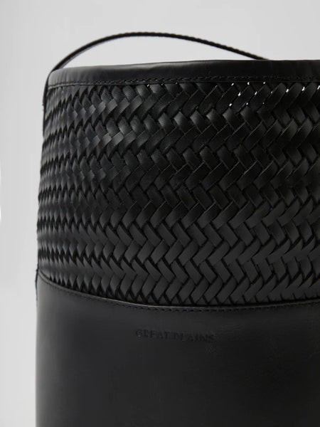 Woven Leather Bucket Bag | Black