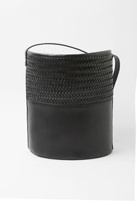 Woven Leather Bucket Bag | Black