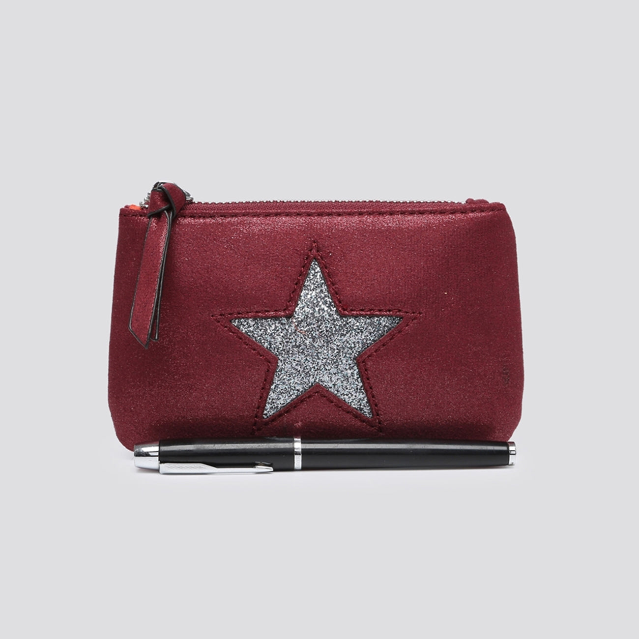Medium Metallic Star Purse | Wine