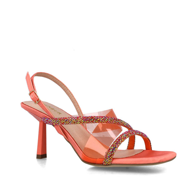 Crater Slim Heel Sandal | Peach