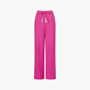 Spring Linen Mix Drawstring Trousers | J4UAB | Magenta