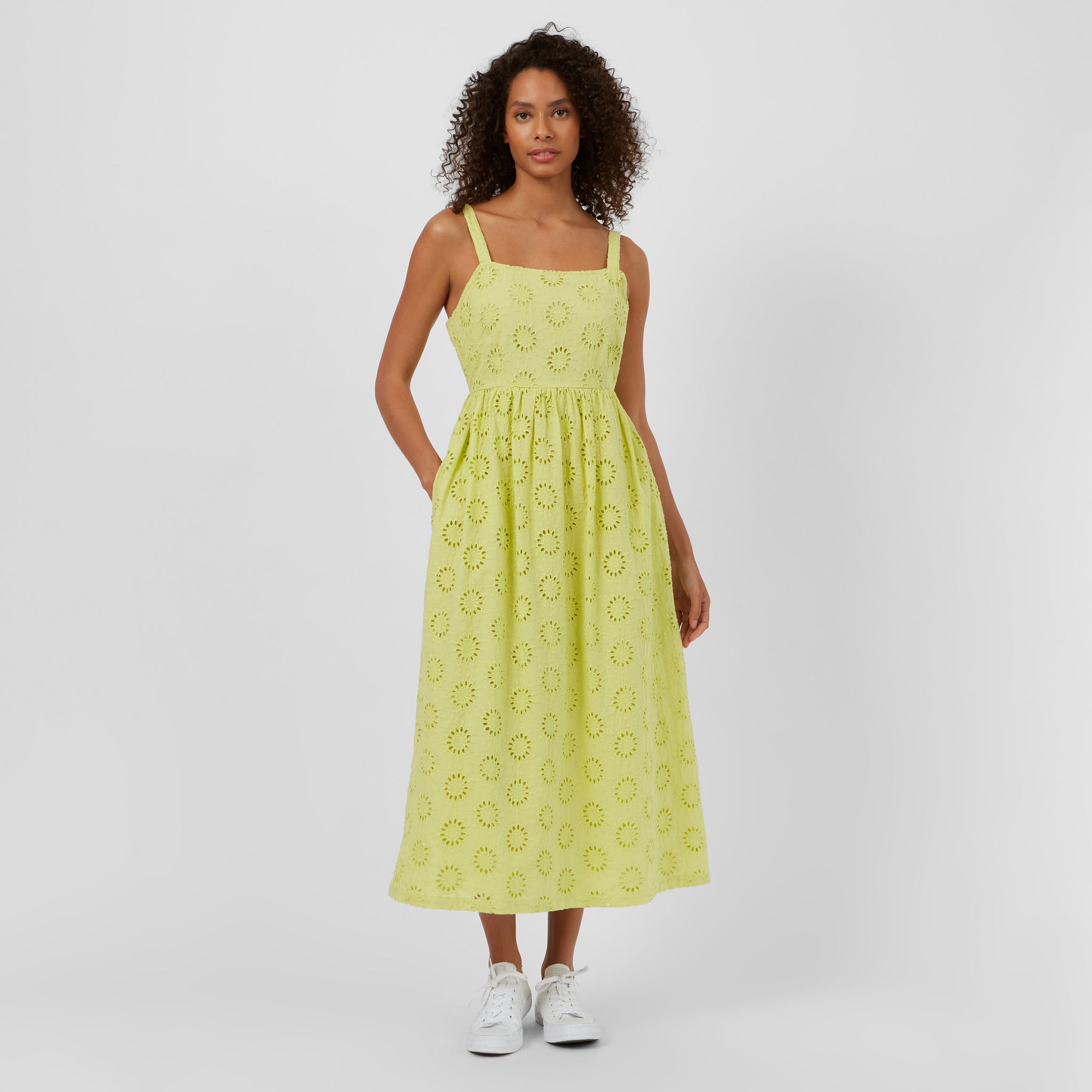 Daisy Cut Out Strappy Midi Dress | J1UAR | Lime Zest
