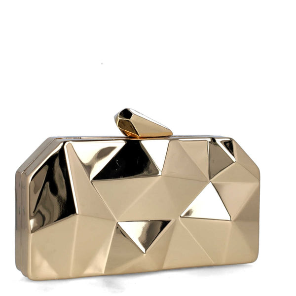 Hydra Geometric Metallic Clutch Bag | Gold