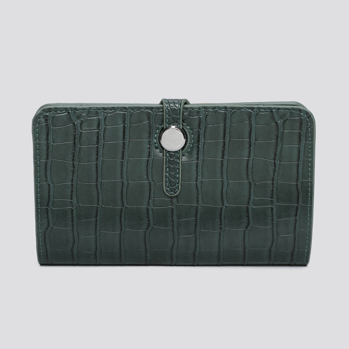 Long Purse/Clutch | Dark Green Croc